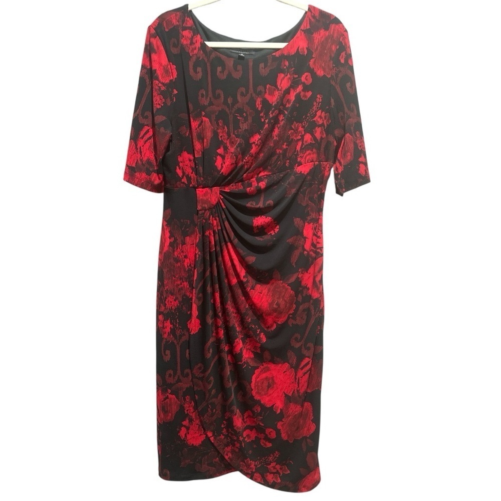 Dark Floral Dress Side Ruching Whimsigoth Goth Grunge Festival Event Sz 16 - Picture 2 of 8